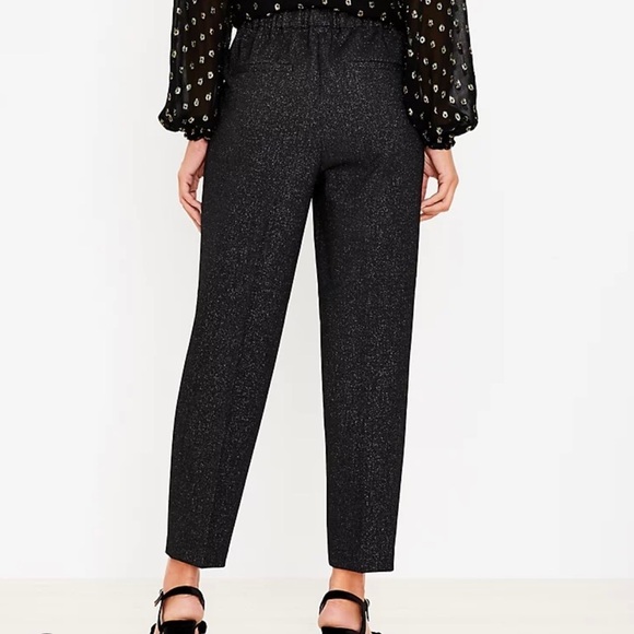 NWOT LOFT Pull On Tapered Pants In Black Shimmer L - Picture 2 of 16